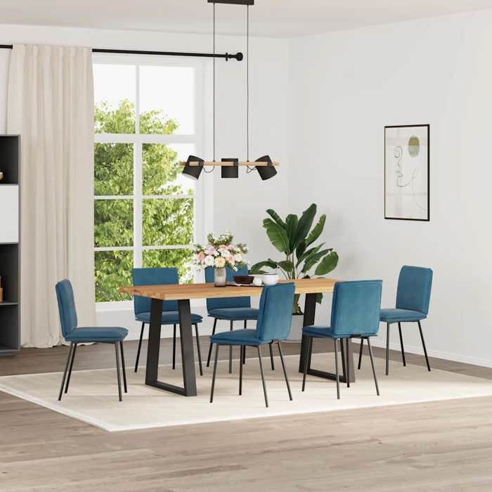 Meuble Chaises à manger lot de 6 bleu velours SIEGE - ASSISE FF6709
