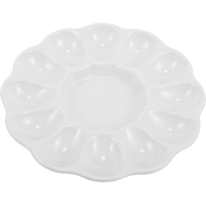 Plateau à oeufs mimosa en céramique présentoir rond 20 70 x 20 70 x 2 80 cm plat de service blanc