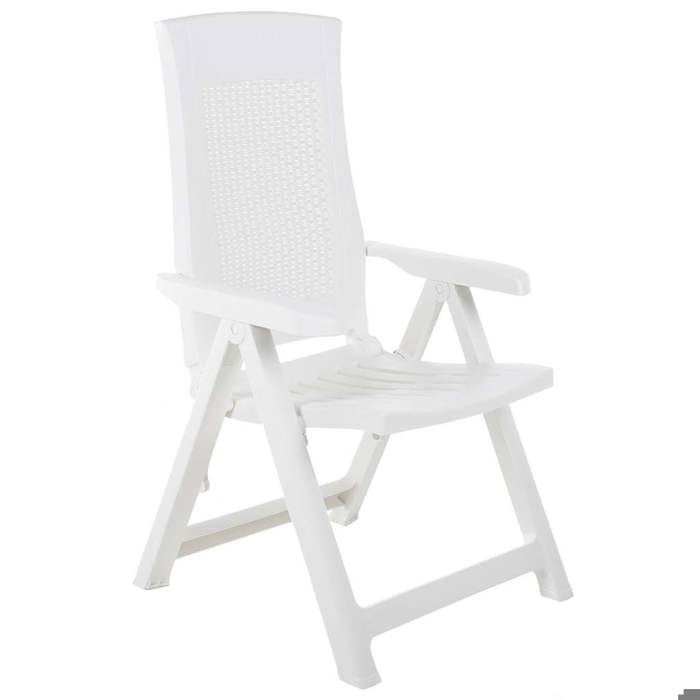 Chaises inclinables de jardin Résistants UV(2 pièces) - Fauteuils de jardin - Plastique Blanc(59 x 67 x 106 cm) ost36w