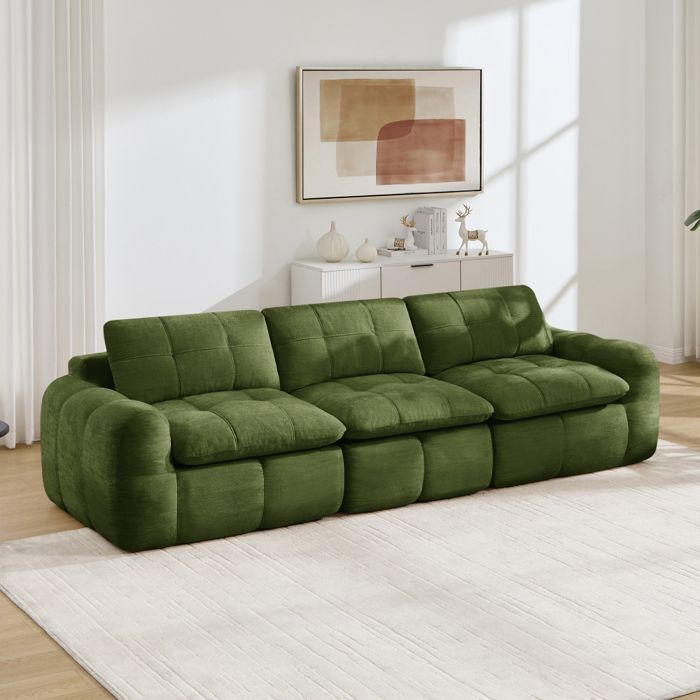Canapé modulable Compressé dangle 3 places-Canapé lit convertible droit mousse haute densité 32D Vert