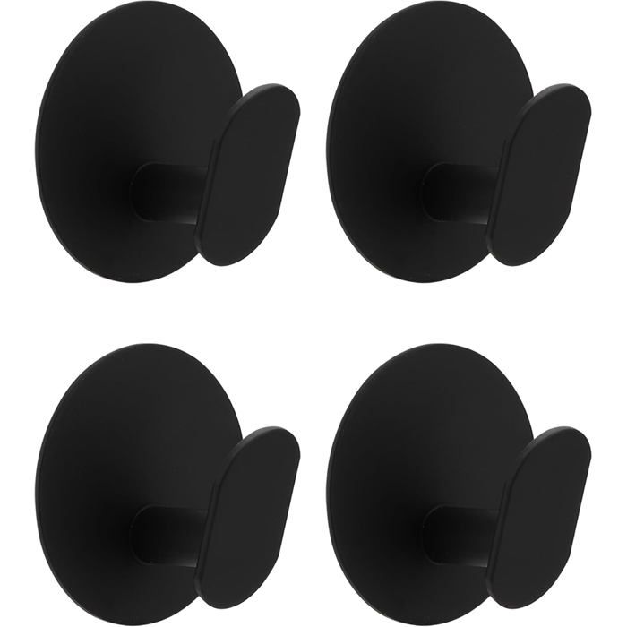 4 Pièces Crochet Adhesif Mural Rond Porte Manteau Mural Sans Percage Acier Inoxydable Porte Serviette Salle de Bain Accroche Noir