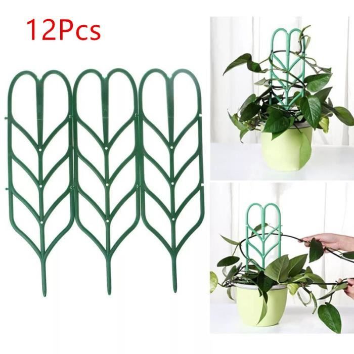 Lot De 4 Treillis Empilables Pour Plantes Grimpantes – Dimensions 24x15 Cm – Matière Plastique PP Vert – Pour Intérieur Et Pots