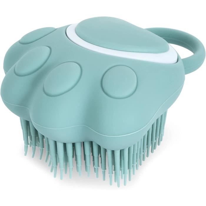 Meilleurs prix pour Brosse de bain en silicone pour chien et chat - Brosse de massage pour chien - avec Distributeur de shampooing,Bleu