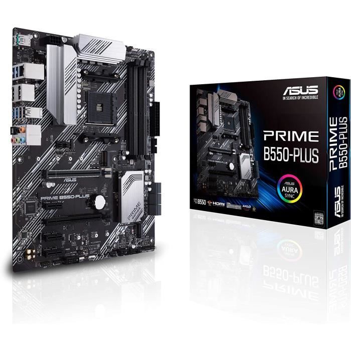 Carte mère ASUS PRIME B550-PLUS - Socket AMD AM4 - Dual M.2 PCIe 4.0 - Ethernet 1Gb - DDR4 4400 - Asus