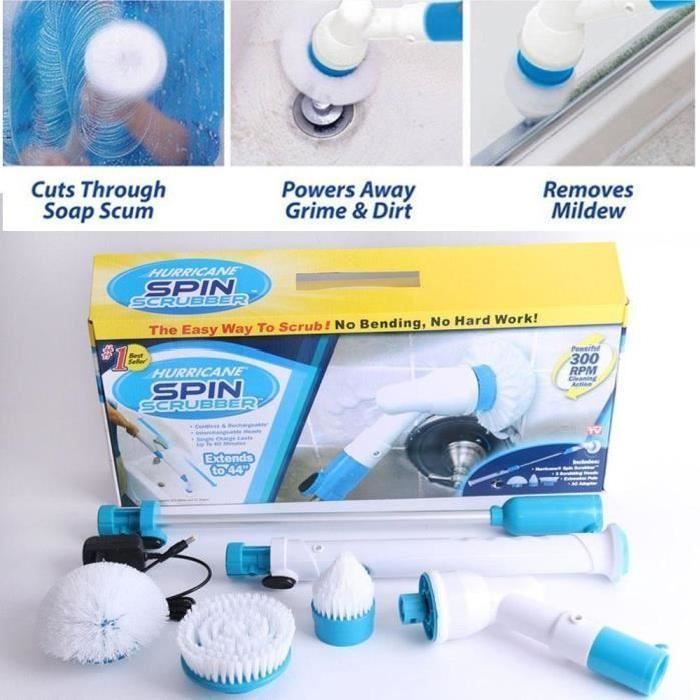 Brosse De Nettoyage Electrique Sans Fil Avec 3 Tetes De Brosse