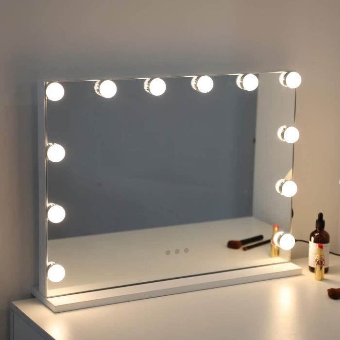 Lampe de maquillage,kit de lumière LED pour miroir Pour Chambre Salon Salle de Bain Lumières de miroir 3 Couleurs & luminosité Réglage à 10 niveaux Hollywood Lumière de Miroir 10 LEDs 