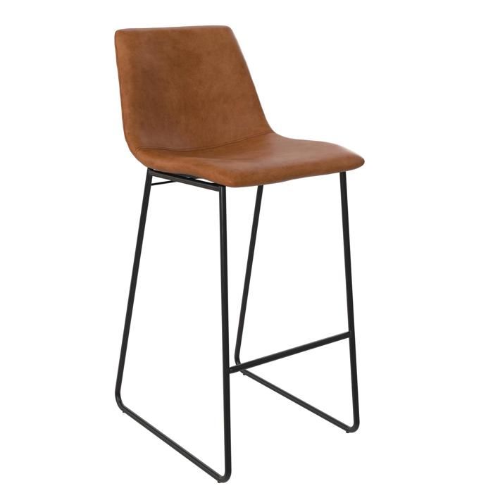 Tabouret de bar en simili cuir caramel