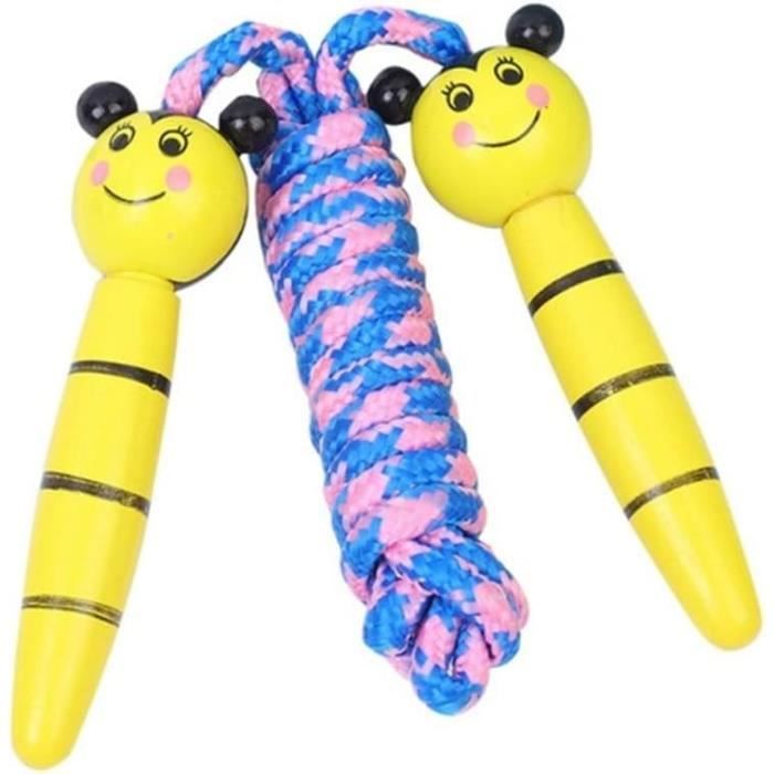 Corde à Sauter Arc-en-ciel Enfant 250 Cm – Poignée Bois Réglable, Coton Coloré, Pour 3 à 10 Ans