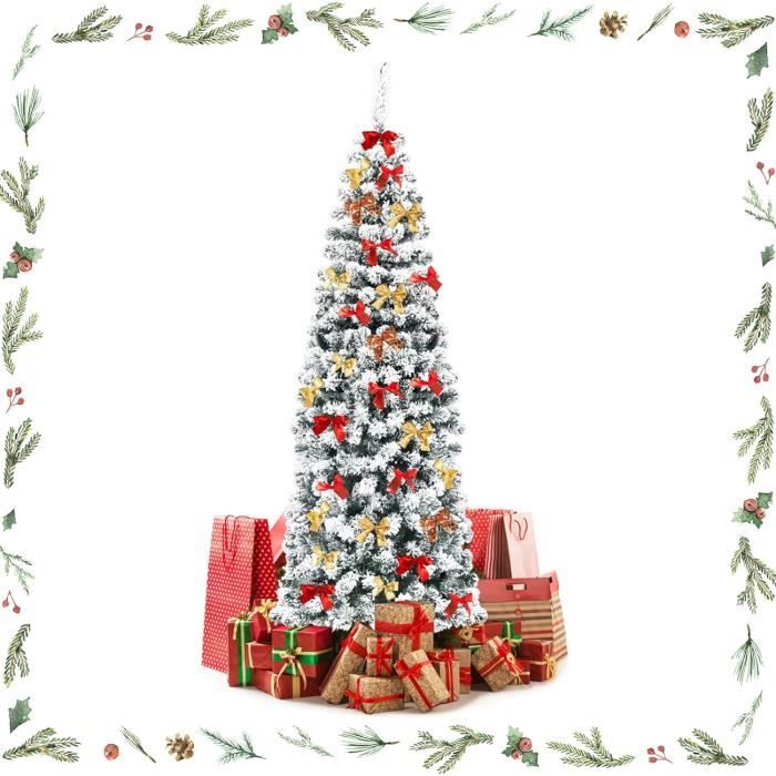 Sapin De Noël Des Alpes 150 Cm Enneigé - PVC épais, Base En Fer, Effet Neige Réaliste, Montage Facile