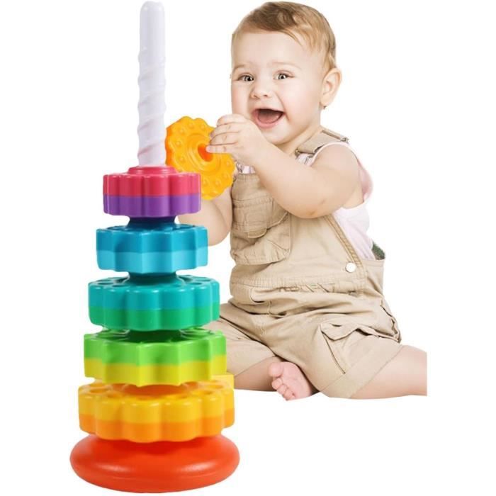 Jouet rotatif pour bébé arc-en-ciel empilable jouets sensoriels pour bébé jouets empilables pour bébé jouet empilable danneaux