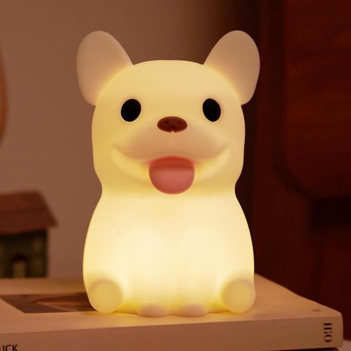 Veilleuse En Silicone Pour Enfants Forme Chiot - LED Blanche Chaude 3000K - Batterie 800 MAh Rechargeable USB - Minuterie 20 Min - 8,5x8,7x12,8 Cm