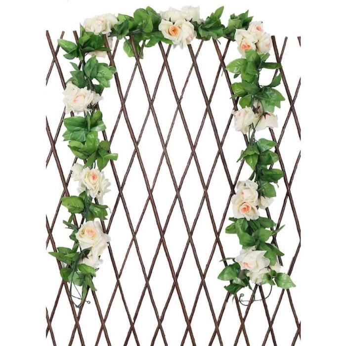 Guirlande De Roses Artificielles En Soie - 8 Pièces De 2,45 M - Décoration Mariage, Fête, Jardin, Mur (couleur Rose Printemps)