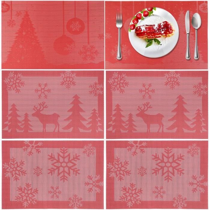 Sets de table de Noël rouges - Napperon de table de Noël imperméable et ...