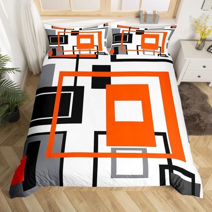 Ensembles De Housse De Couette 240X260 Carreaux Noir Et Blanc Géométrique Parure De Lit 2