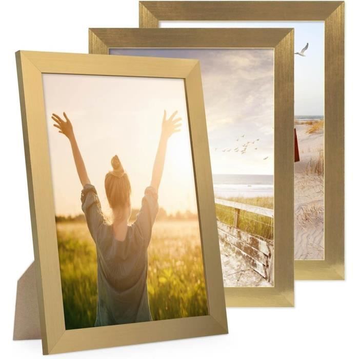Cadre Photo A4 21 X 30 Cm Bois Mdf Doré, Cadre Large Bord, Lot De 3 ...
