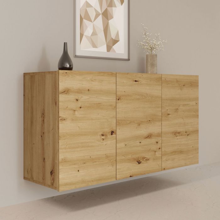 Buffet suspendu 3 portes 160x36x60 cm chêne clair - DALLYN
