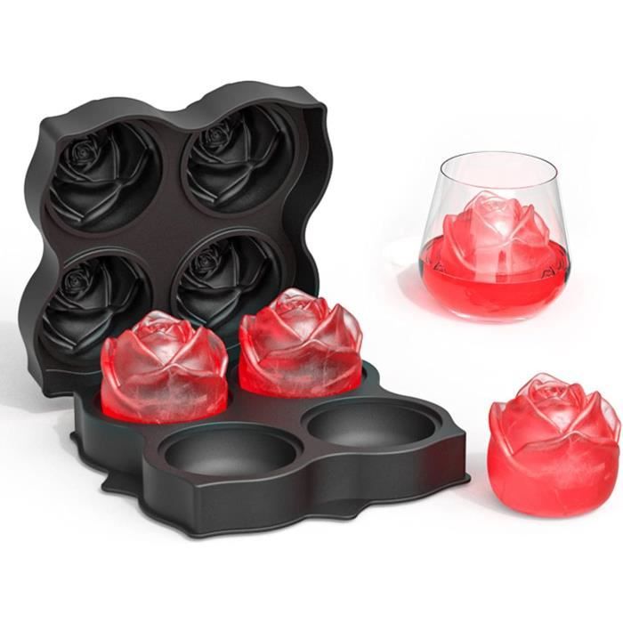 Bac à Glaçons Silicone,Forme De Rose Moule a Glacon,Bac à Glaçons Pour