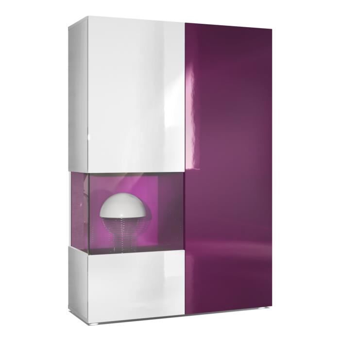 Vladon Vitrine Morena Corps en Blanc mat- insert en Mûre haute brillance Vladon Vitrine Morena Corps en Blanc mat- insert en Mûre haute brillance