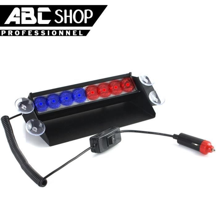 Feux De Penetration Gyrophare 8 Led Pare Brise Bleu Rouge Police Ambulance Allume Cigare 12v Cdiscount Auto