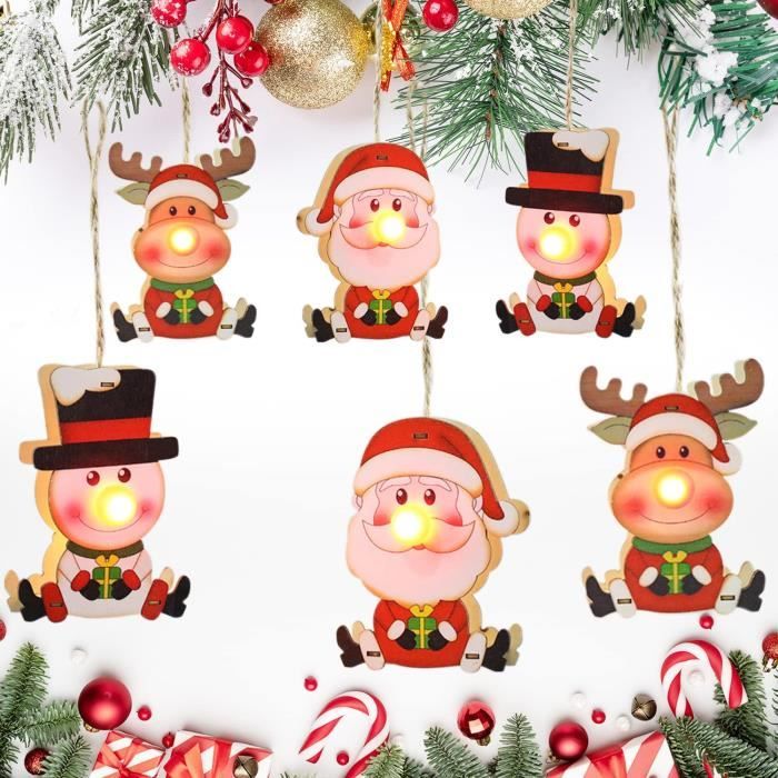 Maisonnette De Noël En Bois LED - Décoration Festive Pour Table Ou Sapin - 3 Maisons Lumineuses à Personnaliser - 13