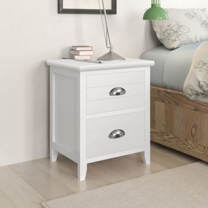 MMF® Tables de Chevet Design Lot de 2 Tables de Nuit Bout de canapÉ avec 2 tiroirs Blanc FR50587