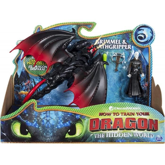 Dragons 3 Dragon Noir Agrippemort Avec Battement Des Ailes Et Son Dresseur Grimmel Viking Figurine Action Personnage Cdiscount Jeux Jouets