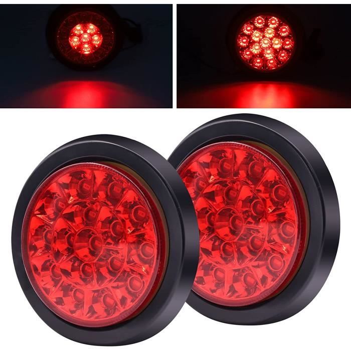 Kit 4 Feux Arrière LED Ronds 4" Rouge - étanches DOT - Pour Remorque - NEUF
