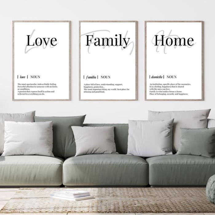 Amour Famille Inspirant Affiche Noir Et Blanc Citation Toile Impression ...