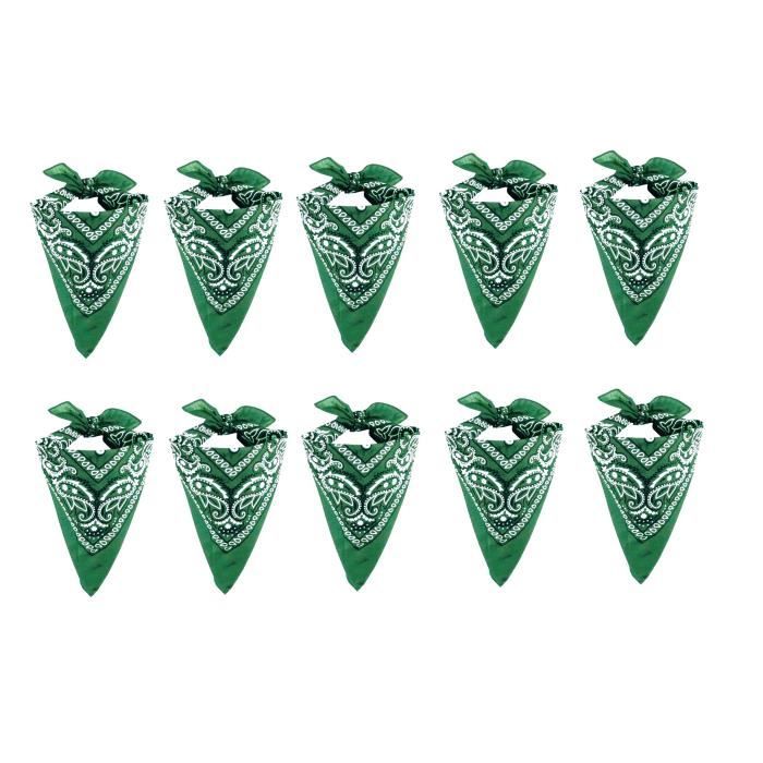 Lot de bandana 100% Coton paisley foulard fichu bandanas Vert Foncé - Lot de 10 Pieces