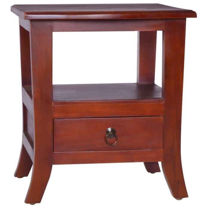 home® table de chevet décor - bout de canapé table de nuit marron classique bois d'acajou massif ❤5925