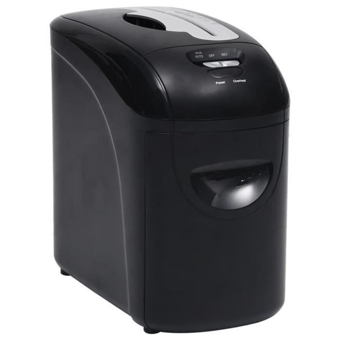 Déchiqueteuse de papier - vidaXL - 51553 - Micro-coupe - 10 feuilles - 10 L Noir