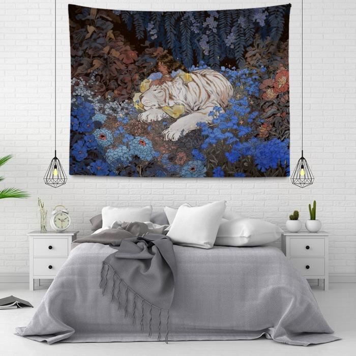LB Forêt De Neige Tapisserie Hiver Le Coucher Du Soleil Paysage Tenture Murale Pour Salon Chambre Dortoir Murale Décoration,Fête Contexte,150x100cm