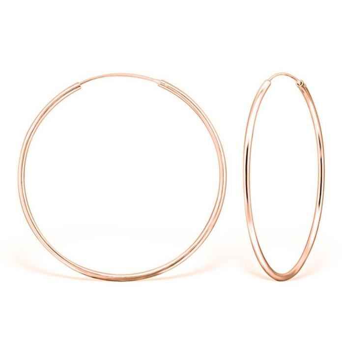 Plaqu/é Or Jaune ou Or Rose 16 mm DTPsilver 12 5 Paires de Boucles doreilles Femme Cr/éoles en Argent Fin 925 10 /Épaisseur 1.2 mm 14 Diam/ètre 8