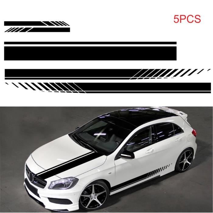 5 pieces universel noir voiture course corps cote bande jupe toit capot autocollant autocollant pour toutes les voitures PVC decal Cdiscount Auto