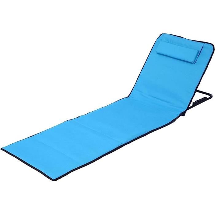 Chaise longue pliante rembourre de plage avec dossier chaise longue portable pour la plage jardin pelousebleu BLEU