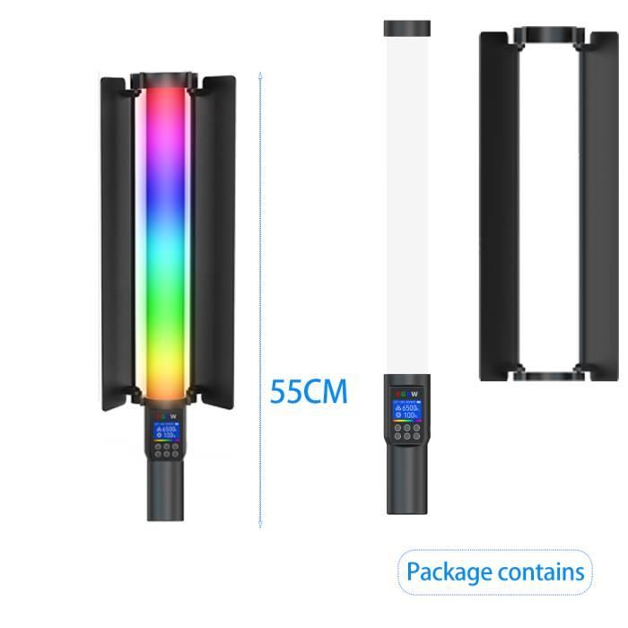 Bâton Lumineux LED 800LM - 8W RGB Pour Photo/vidéo - 10 Couleurs & Effets - Batterie 2600mAh - Parfait Streaming