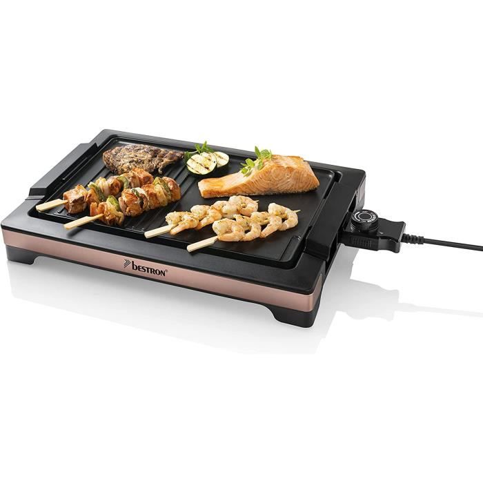 Bestron Grill de table electrique, Teppanyaki avec plaque de cuisson amovible & deux surfaces de cuisson, Anti-adhesif, 2000