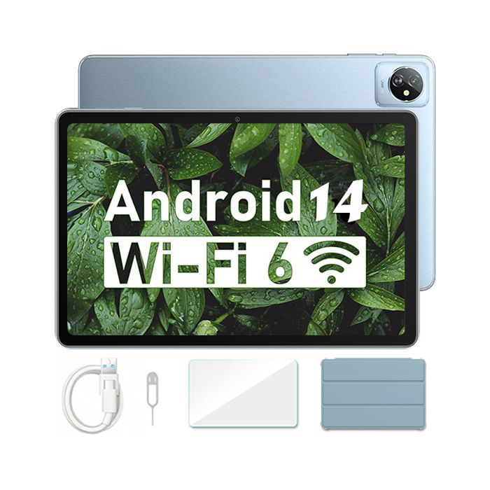 Blackview Tab 70 WiFi Tablette Tactile 10.1 pouces Android 14 2.4G+5G WiFi 6 RAM 12 Go ROM 64 Go-SD 1 To 6580mAh – Bleu