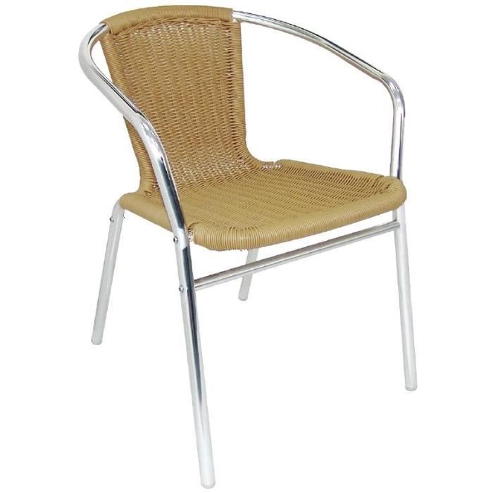 fauteuil en rotin et aluminium empilable bolero - lot de 4