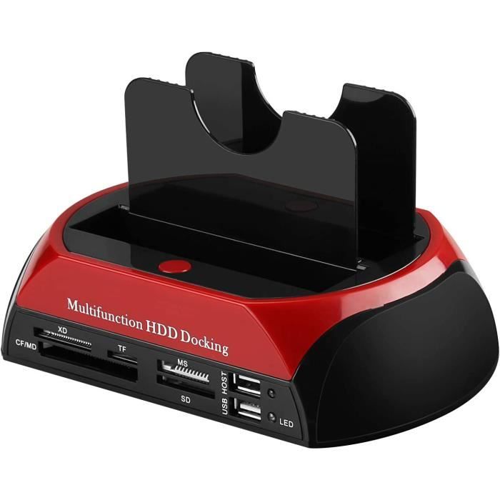 Station D'accueil USB 2.0 Pour Disques Durs SATA/IDE - Double Emplacement 2,5/3,5", SSD Compatible - Copie One Touch