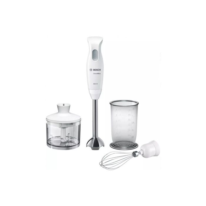 Mixeur plongeant - BOSCH - CleverMixx - 600 W - pied inox - bol mixeur - mini-hachoir - fouet inox - Blanc