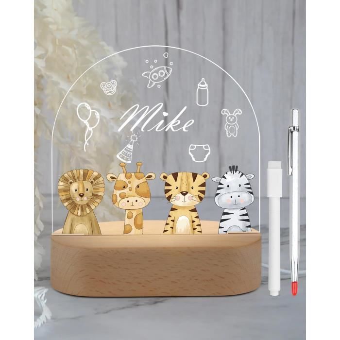 Veilleuse Personnalisable Pour Baptême - Lampe De Chevet Avec Photo Et Texte - Cadeau Bébé Fille Ou Garçon - 3