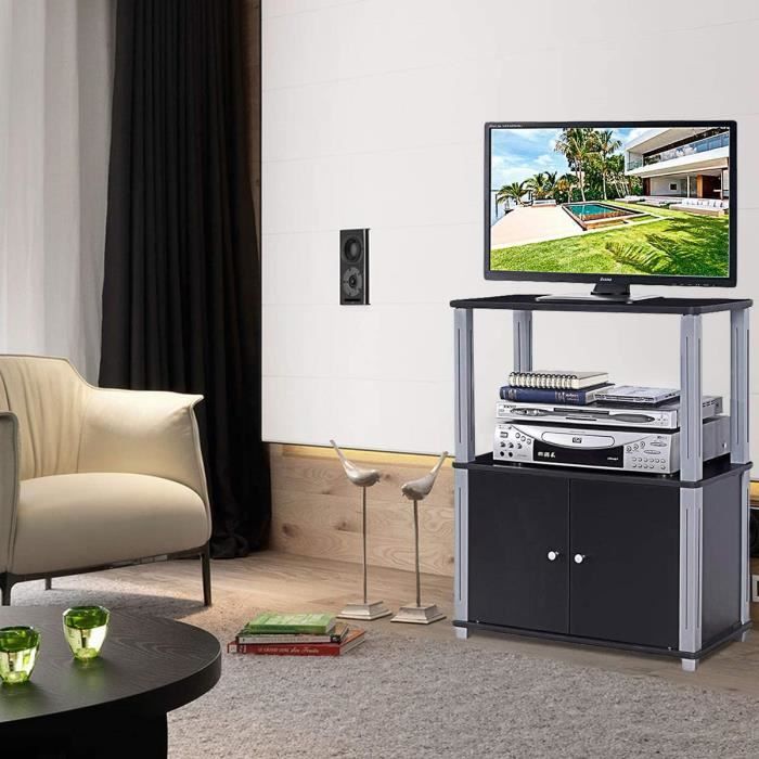 COSTWAY Meuble TV Armoire de Télévision en Bois Étagère à 3 Niveaux