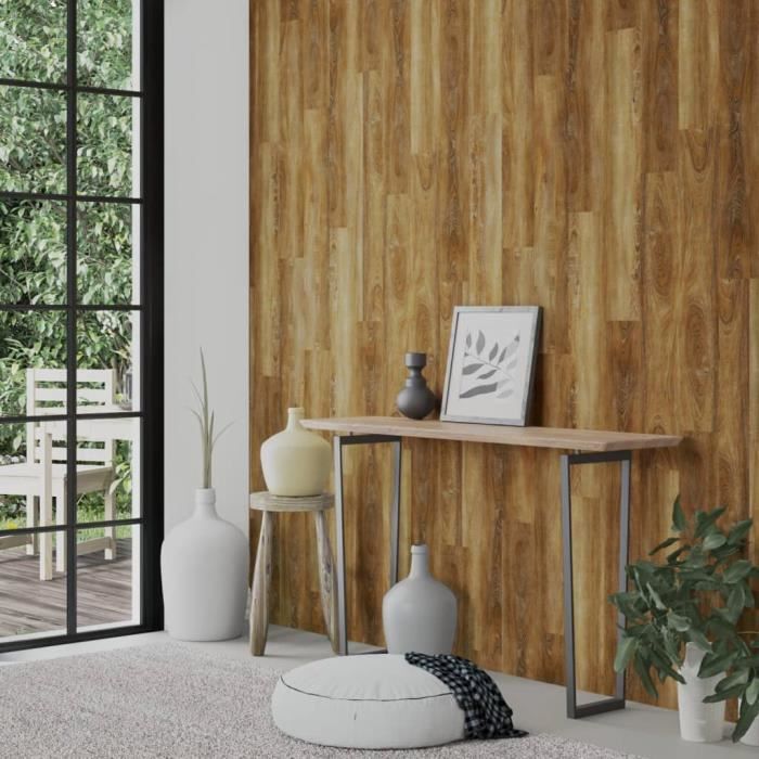 OLL Panneaux muraux Aspect bois Marron PVC 2,06 m² AB351819 106976 -  Cdiscount Bricolage