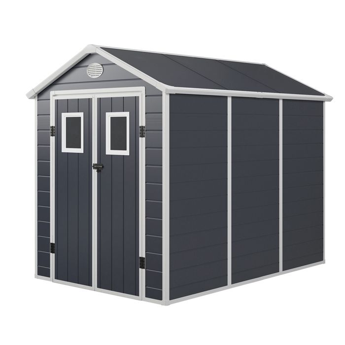 abri de jardin en resine gardiun zoe b 5 32 m 190x280x226 cm plancher gris anthracite cdiscount jardin