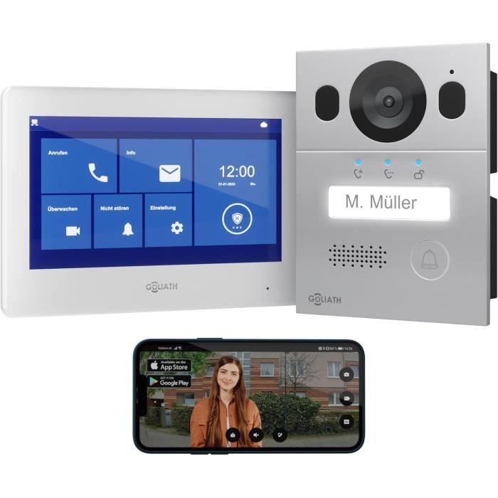 Videophone Vidéophone GOLIATH - Système à 2 Fils,Moniteur de 7 pouces,Sonnette ...