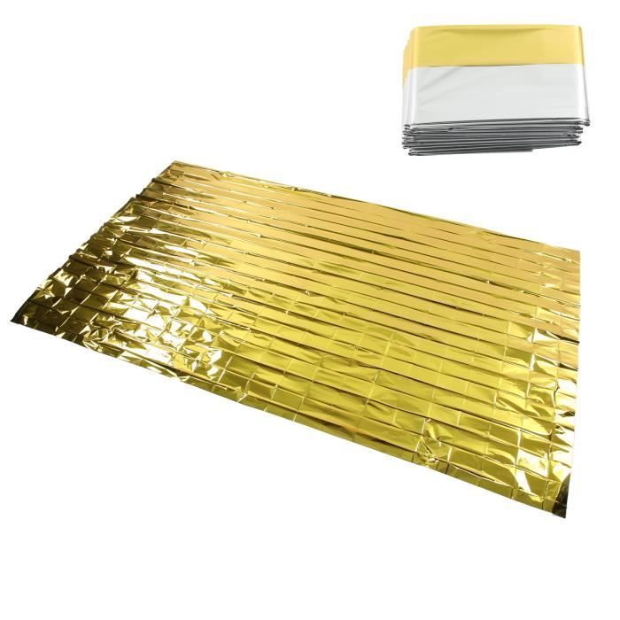 Couverture De Survie Urgence - 210 X 130 Cm, Isolation Thermique, Imperméable, Or/argent
