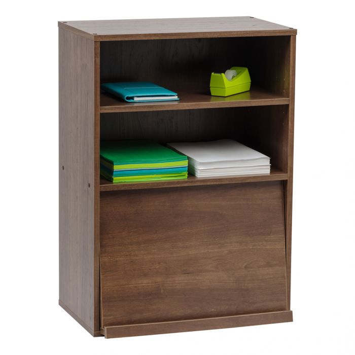 Iris Ohyama Meuble de rangement avec portes 2 compartiments modulables CHR-1 Marron