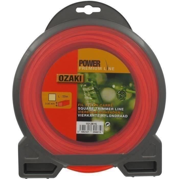 JARDIN PRATIQUE Fil nylon carré premium line OZAKI pour débroussailleuse - Ø 3 mm - L 22 m