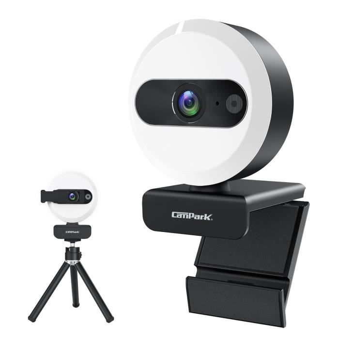CAMPARK 2K FHD Webcam Polyvalent USB avec micro et éclairage d'appoint,  Rotation à 360°, Plug and Play, Bonne compatibilité . - Cdiscount  Informatique
